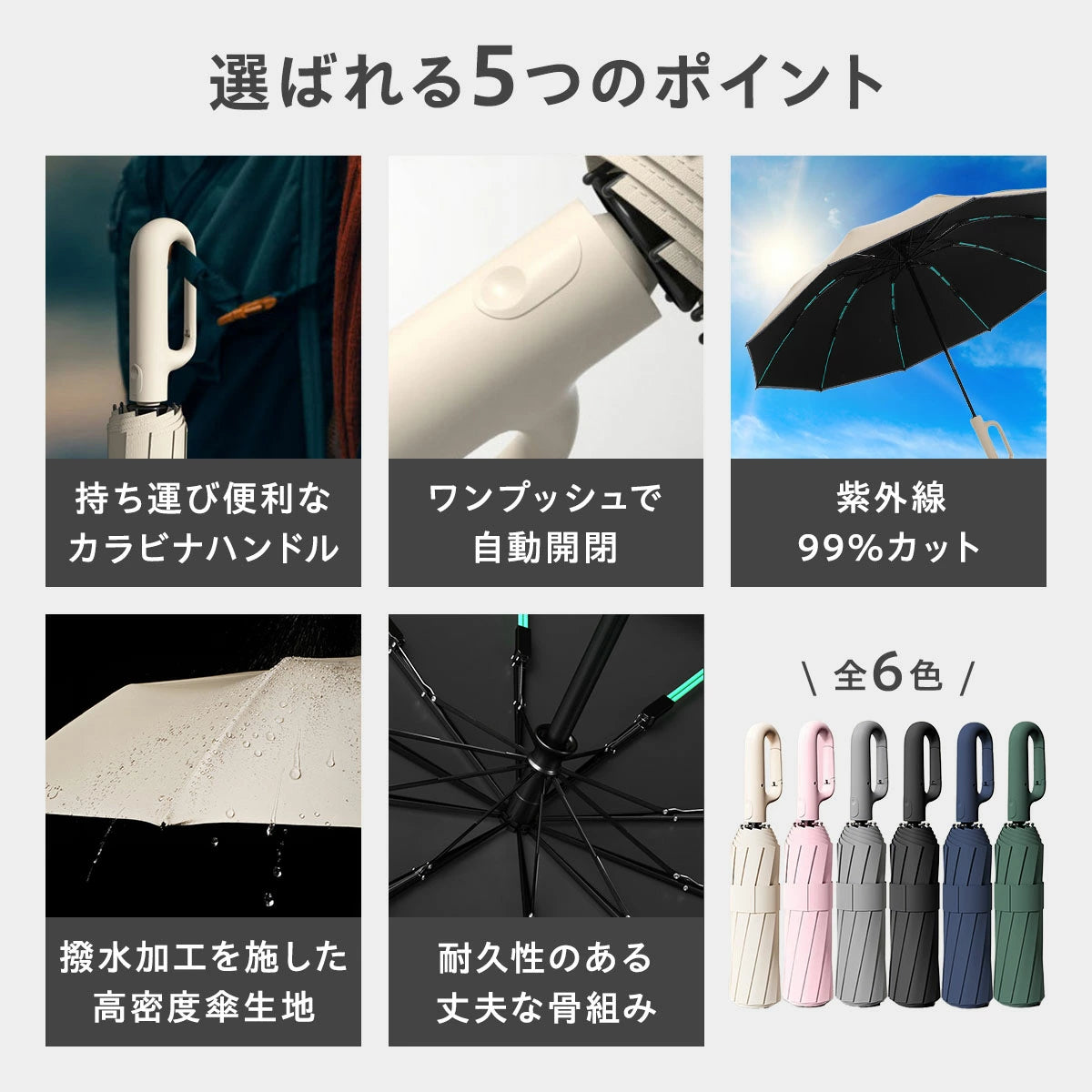 KansoLab™ 自動開閉リング折りたたみ傘